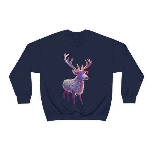 Reindeer In Style. Original Art. Unisex Heavy Blend Crewneck Sweatshirt.