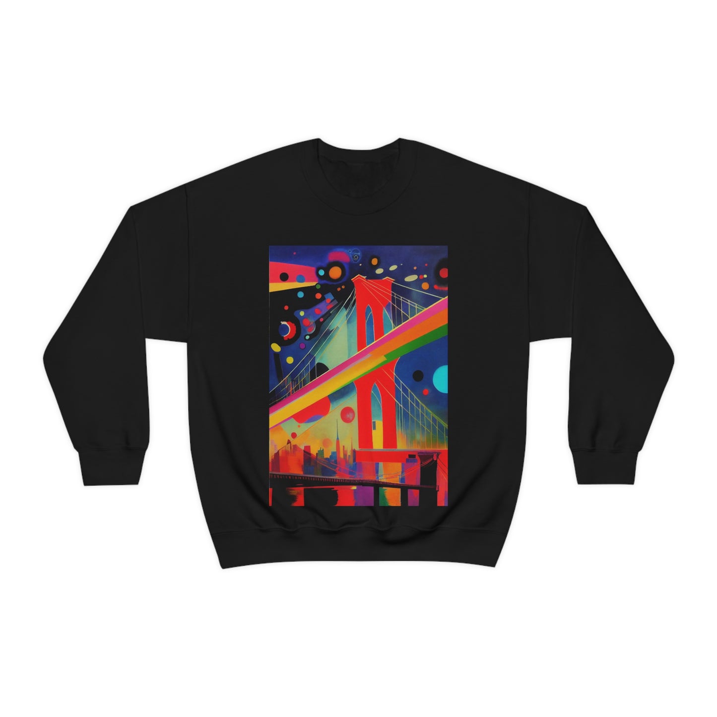 The Brooklyn Bridge, New York City. Cubism Original Art. Unisex Heavy Blend Crewneck Sweatshirt.