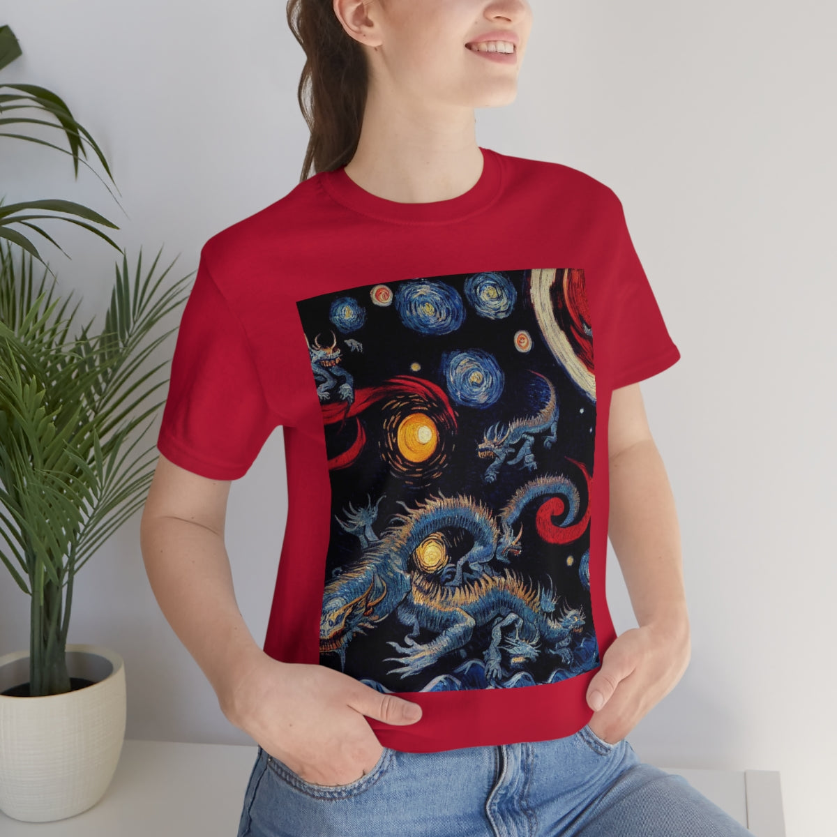Starry Night At The Dragonpit. Original Art. Unisex Jersey Short Sleeve Tee.