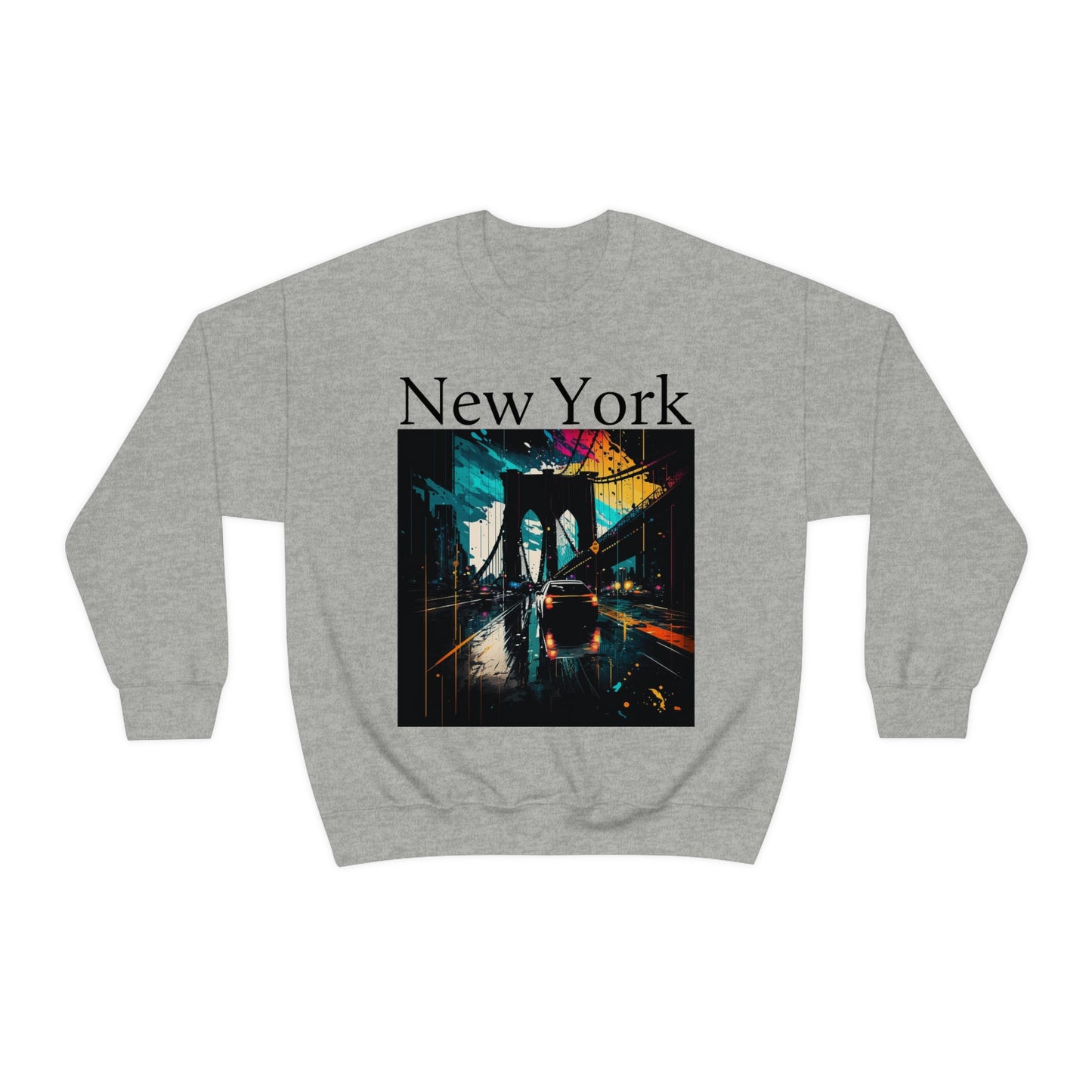 Rushing The Brooklyn Bridge In New York City. Original Art. Unisex Heavy Blend Crewneck Sweatshirt.
