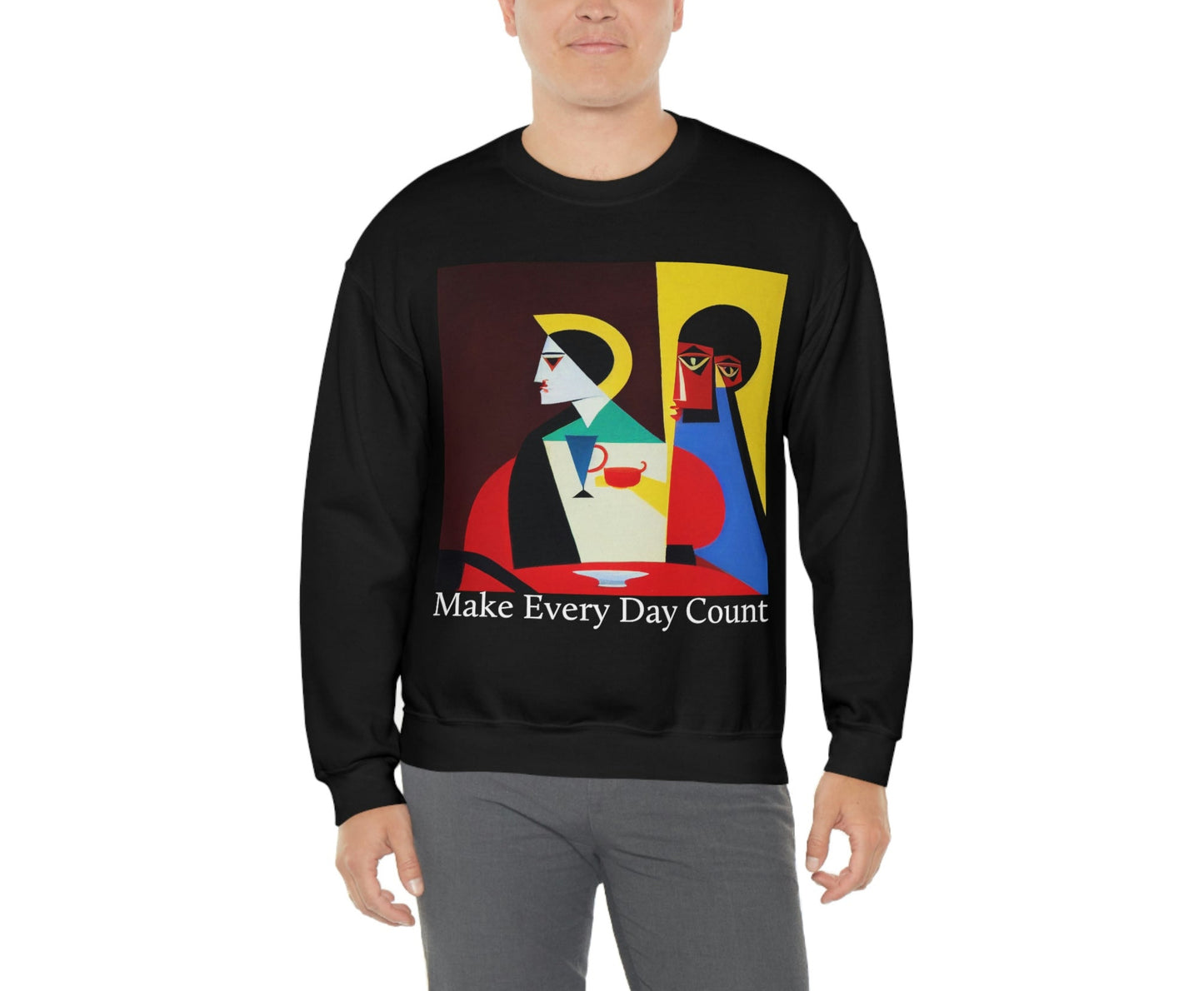 Coffee & Reflection. Original Art. Unisex Heavy Blend Crewneck Sweatshirt.