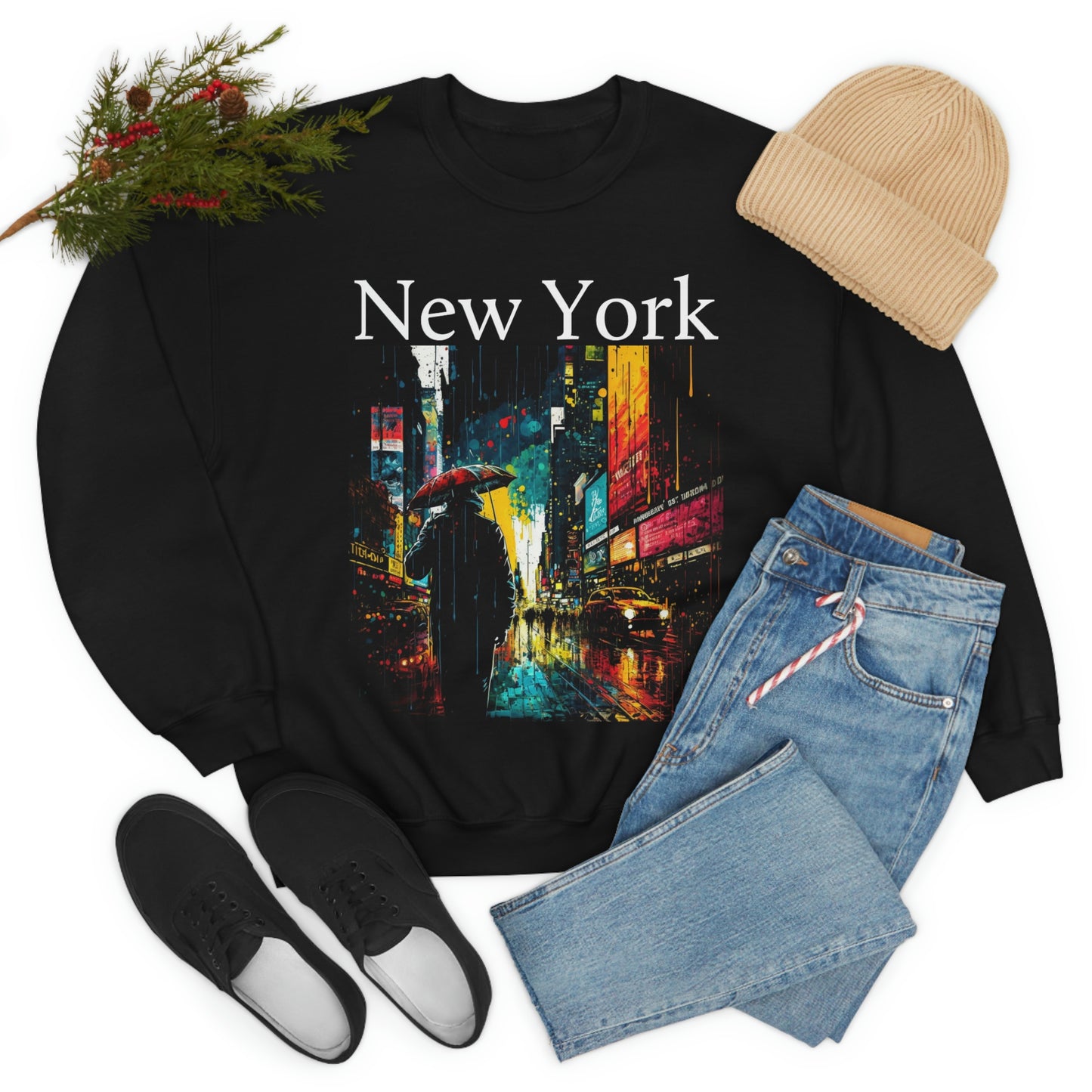 Times Square, New York City. Original Art. Unisex Heavy Blend Crewneck Sweatshirt.