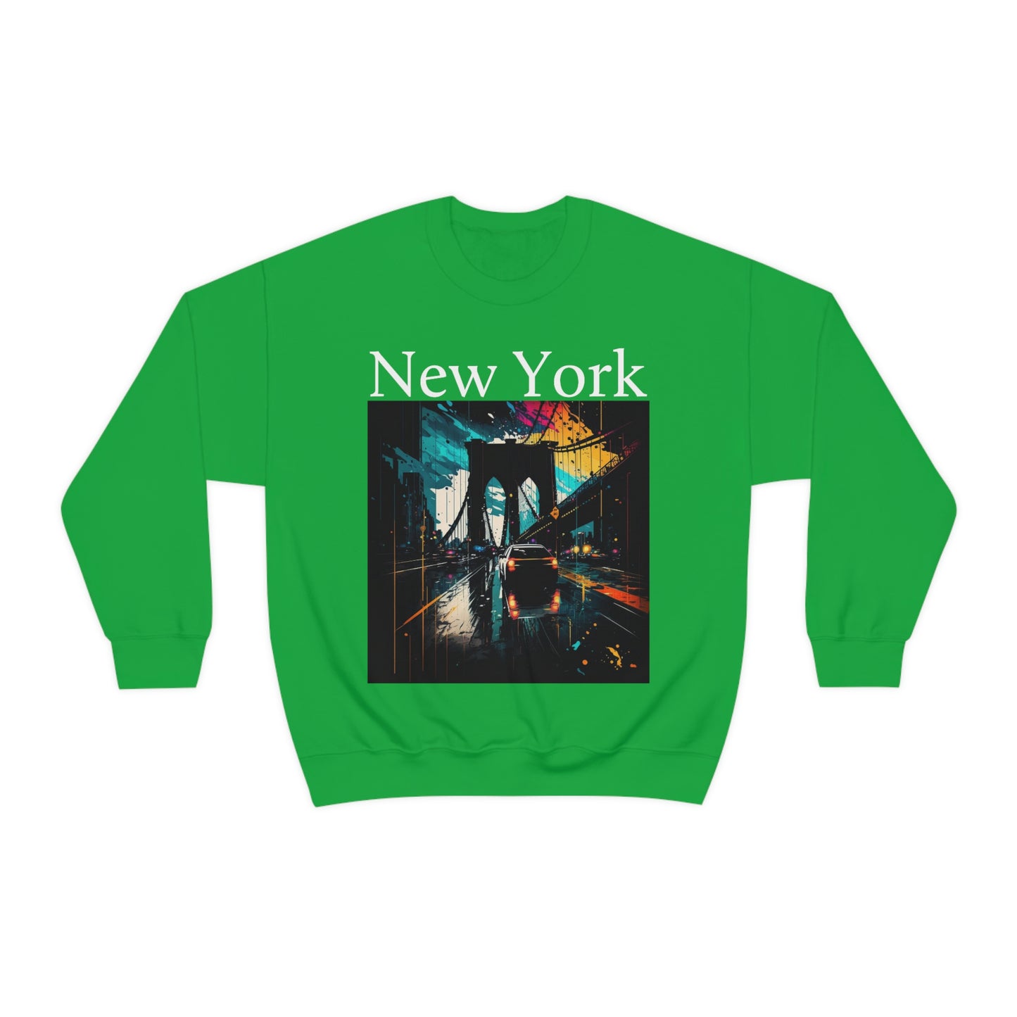 Rushing The Brooklyn Bridge In New York City. Original Art. Unisex Heavy Blend Crewneck Sweatshirt.
