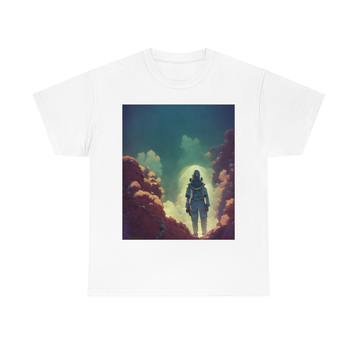 Astronaut Lost in Space. Original Artwork. Unisex Heavy Cotton Tee.