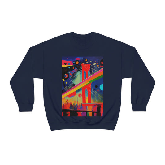 The Brooklyn Bridge, New York City. Cubism Original Art. Unisex Heavy Blend Crewneck Sweatshirt.