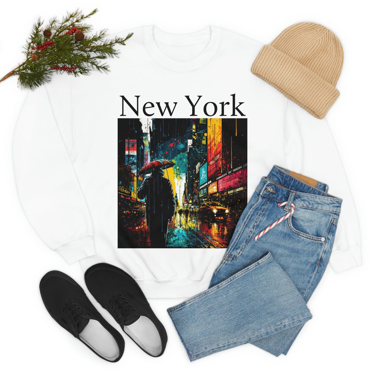 Times Square, New York City. Original Art. Unisex Heavy Blend Crewneck Sweatshirt.