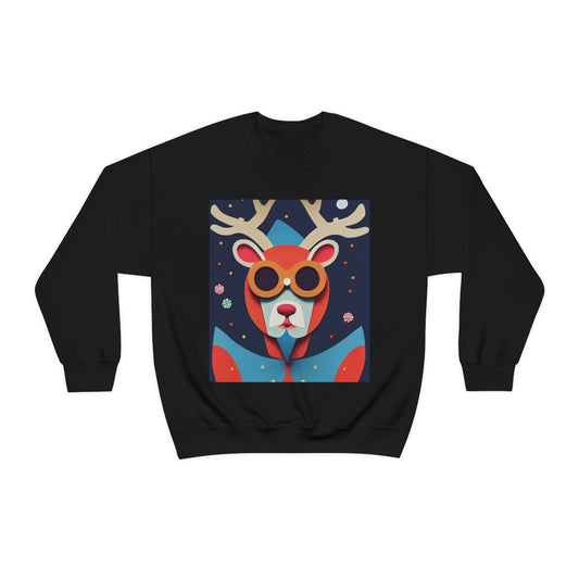 Explorer Reindeer Original Art. Unisex Heavy Blend Crewneck Sweatshirt.