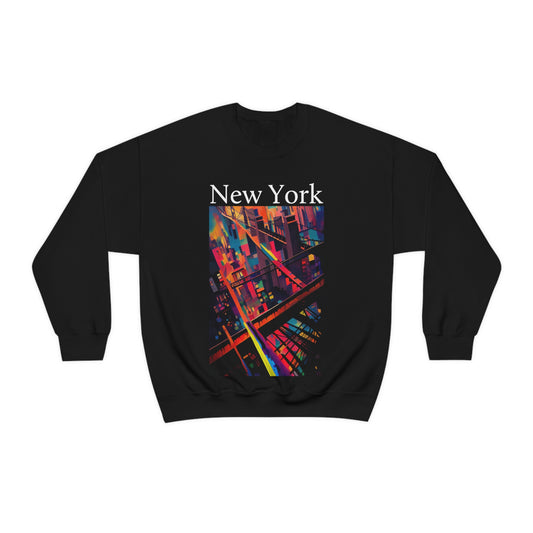 New York Historic Brooklyn Bridge In A Cubism Original Art. Unisex Heavy Blend Crewneck Sweatshirt.