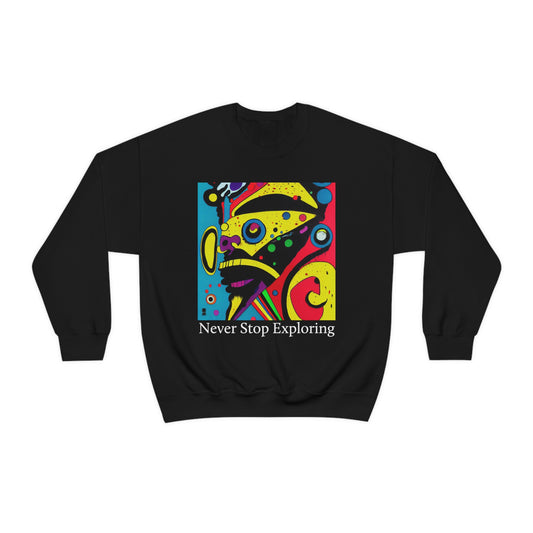 Never Stop Exploring. Original Art. Unisex Heavy Blend Crewneck Sweatshirt.