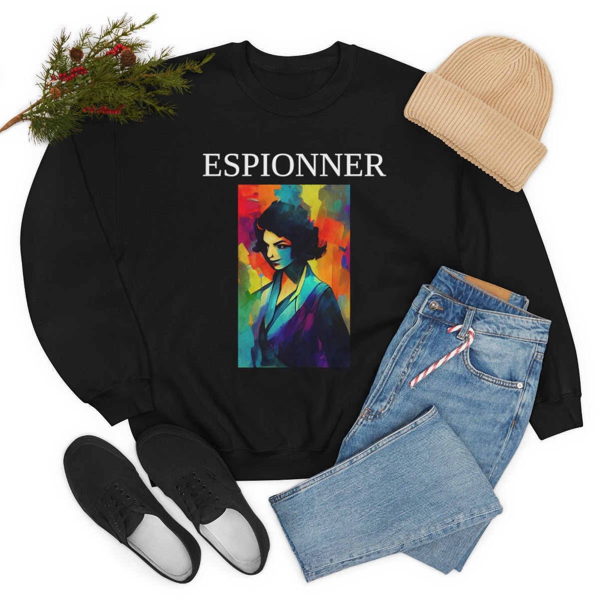 The Spy - Original Art Remembering The Most Famous Woman Spy in WW2. Unisex Heavy Blend Crewneck Sweatshirt.