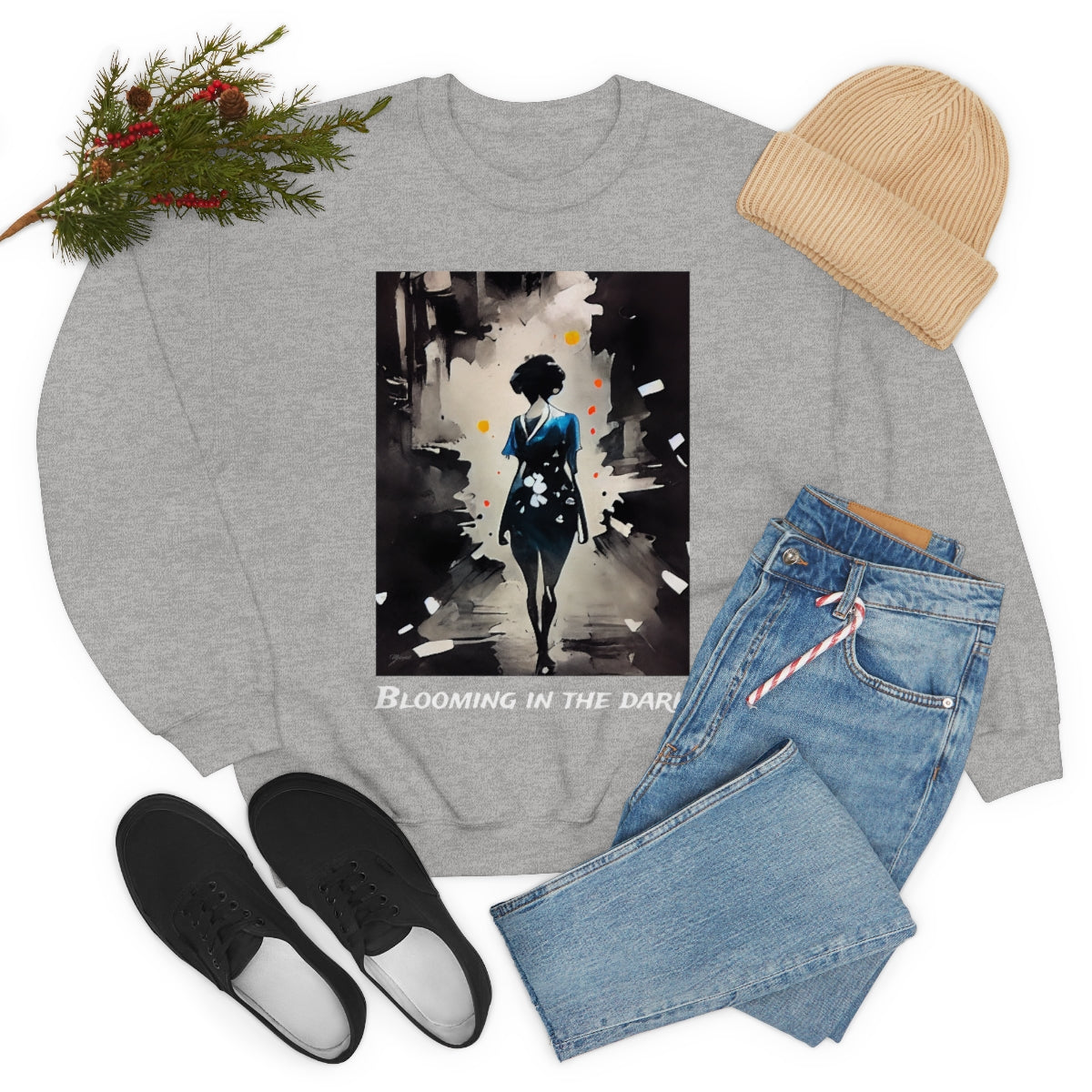 Blooming In The Dark - Original Art. Unisex Heavy Blend Crewneck Sweatshirt.