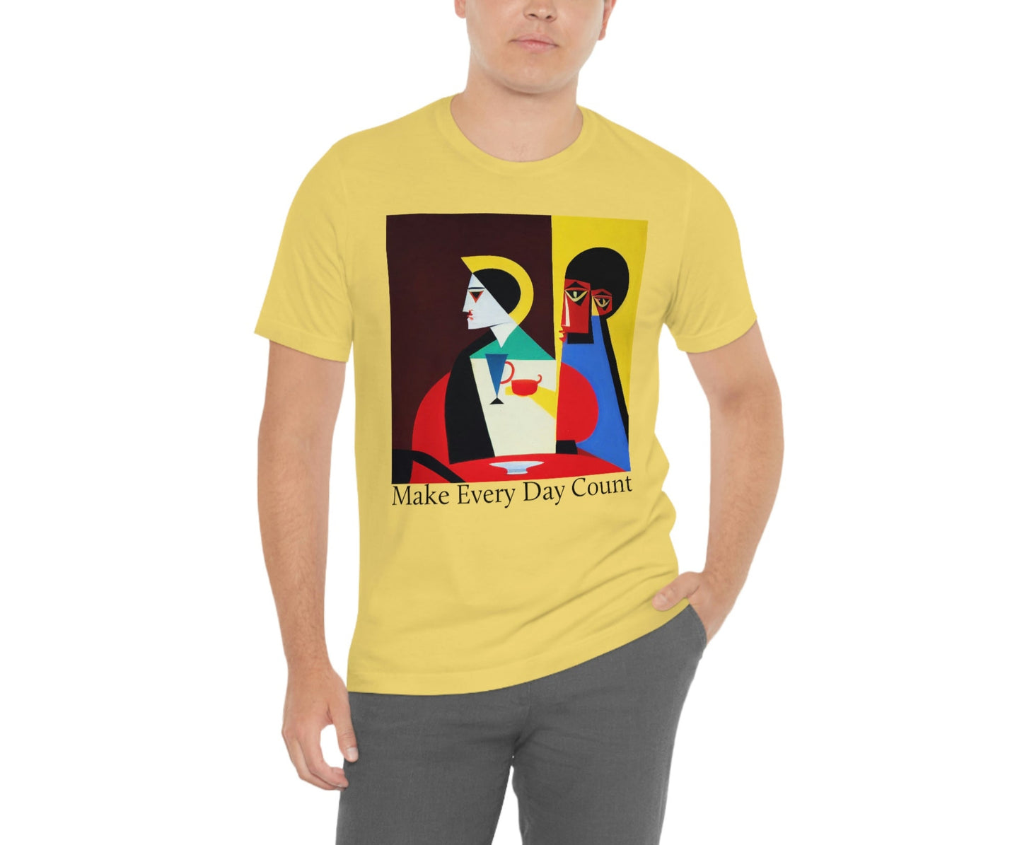 Coffee & Reflection. Original Art. Unisex Jersey Short Sleeve Tee.