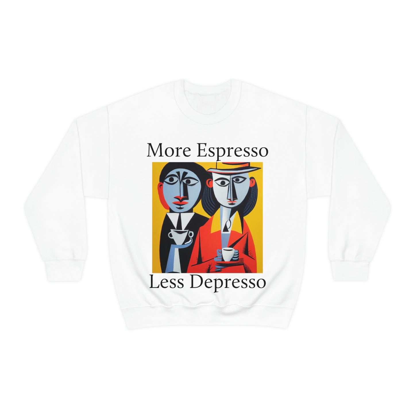 A Cup Of Coffee Can Solve Anything. Original Art. Unisex Heavy Blend Crewneck Sweatshirt.