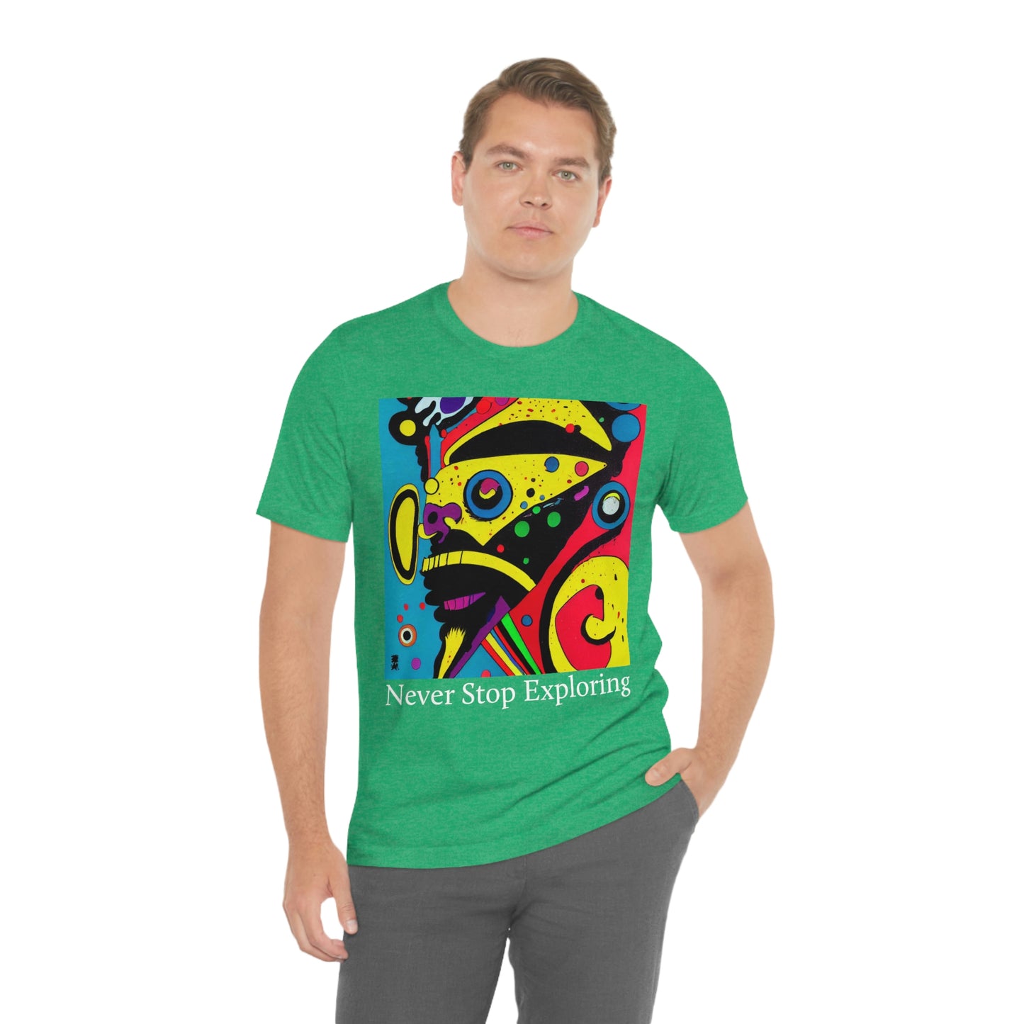 Never Stop Exploring. Original Art. Unisex Jersey Short Sleeve Tee.