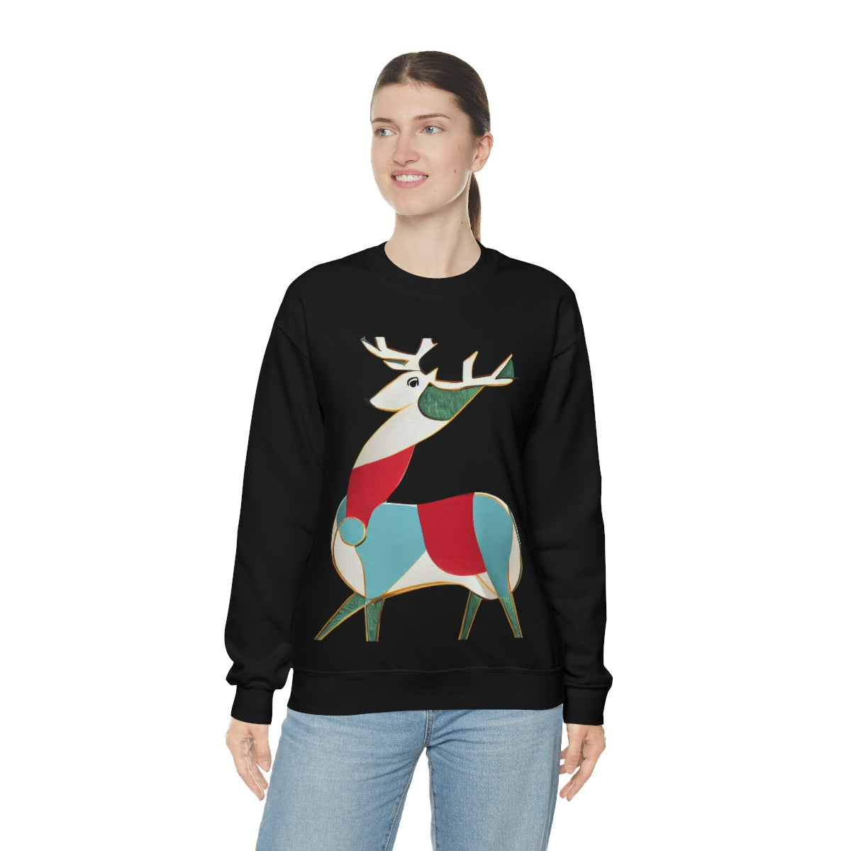 Classic Reindeer Original Art. Unisex Heavy Blend Crewneck Sweatshirt.