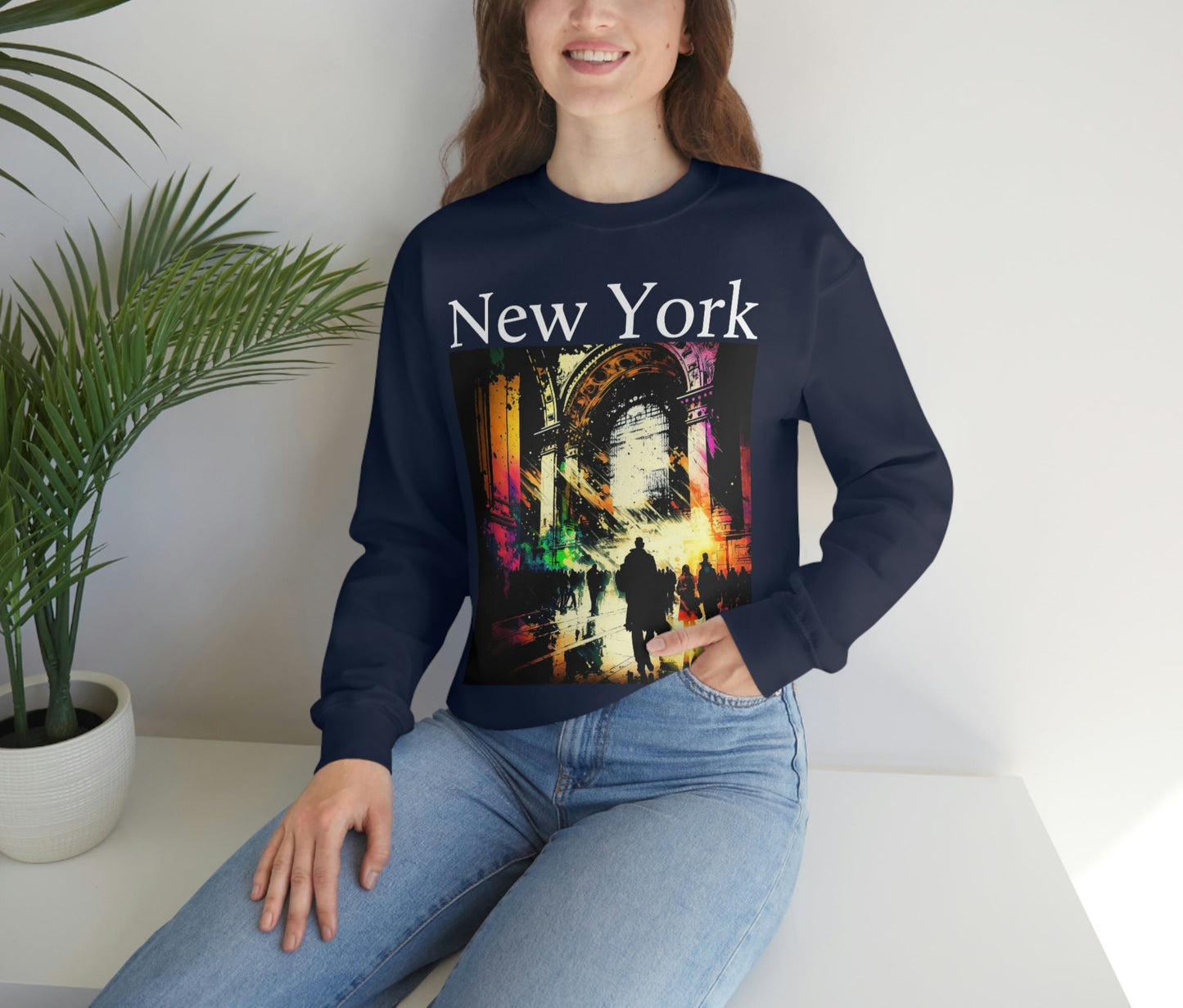 Rush Hour By Grand Central New York City. Original Art. Unisex Heavy Blend Crewneck Sweatshirt.