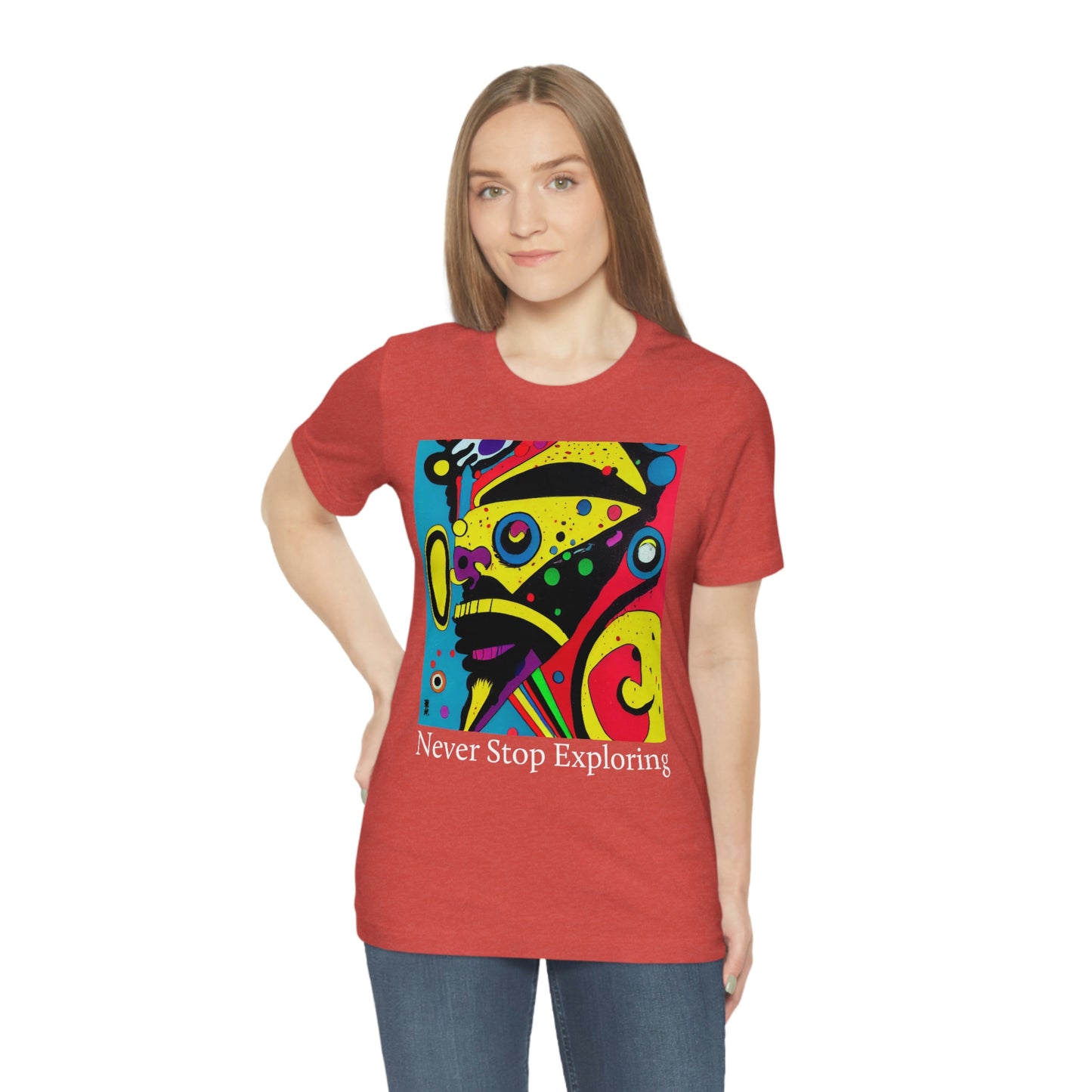 Never Stop Exploring. Original Art. Unisex Jersey Short Sleeve Tee.