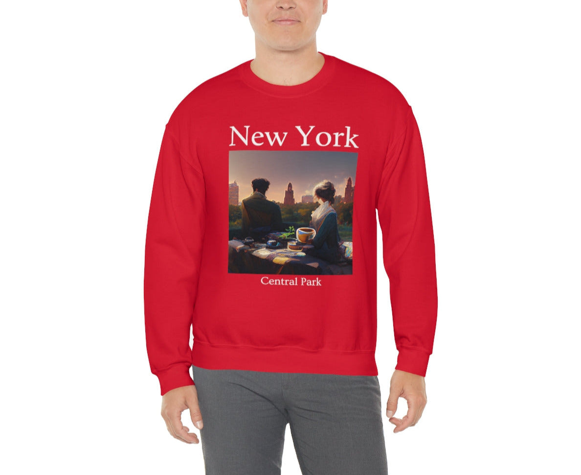 Coffee At Central Park In New York City - Original Art. Unisex Heavy Blend Crewneck Sweatshirt.