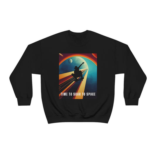 Time To Soar To Space - Skateboard Retro Design And Original Art. Unisex Heavy Blend Crewneck Sweatshirt.