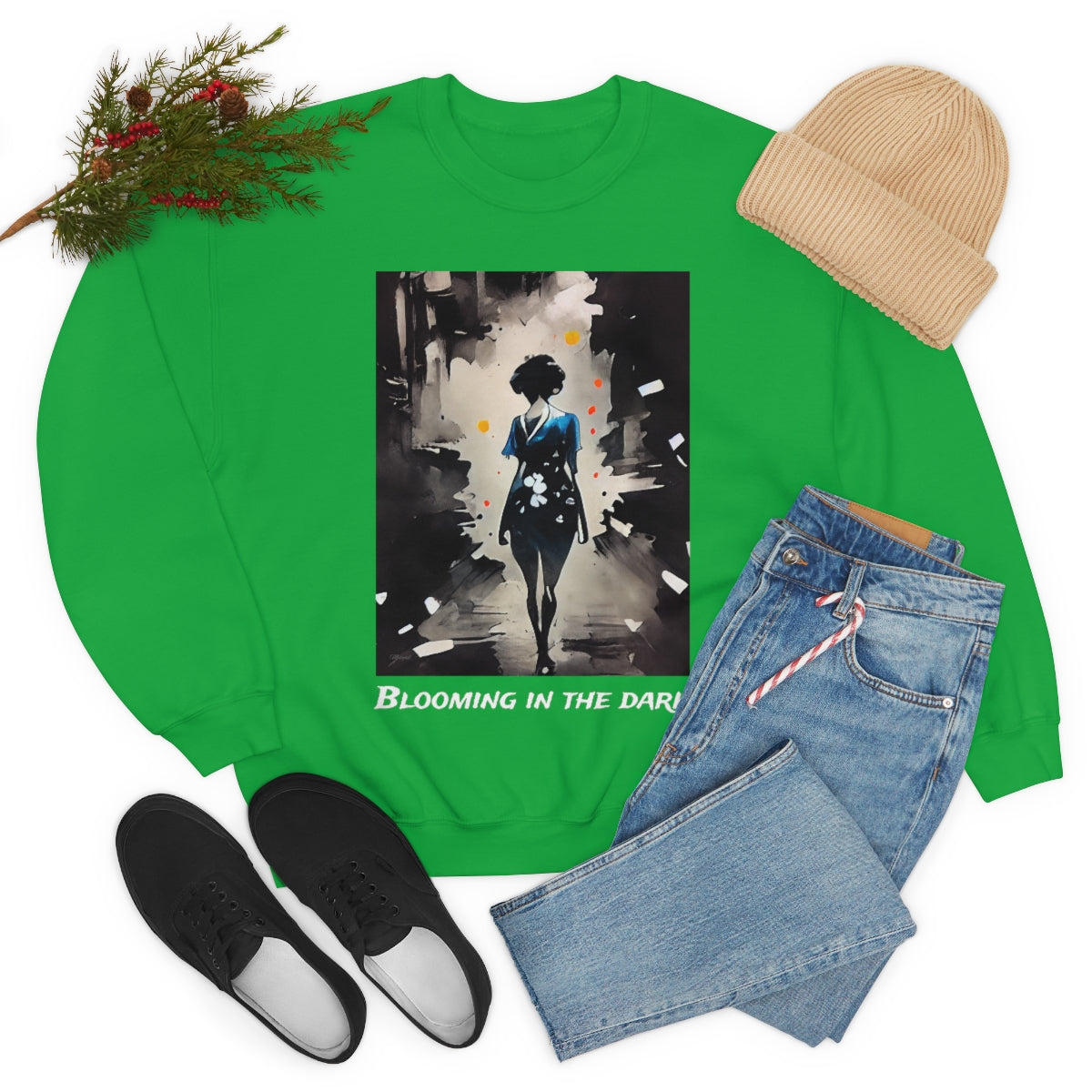 Blooming In The Dark - Original Art. Unisex Heavy Blend Crewneck Sweatshirt.