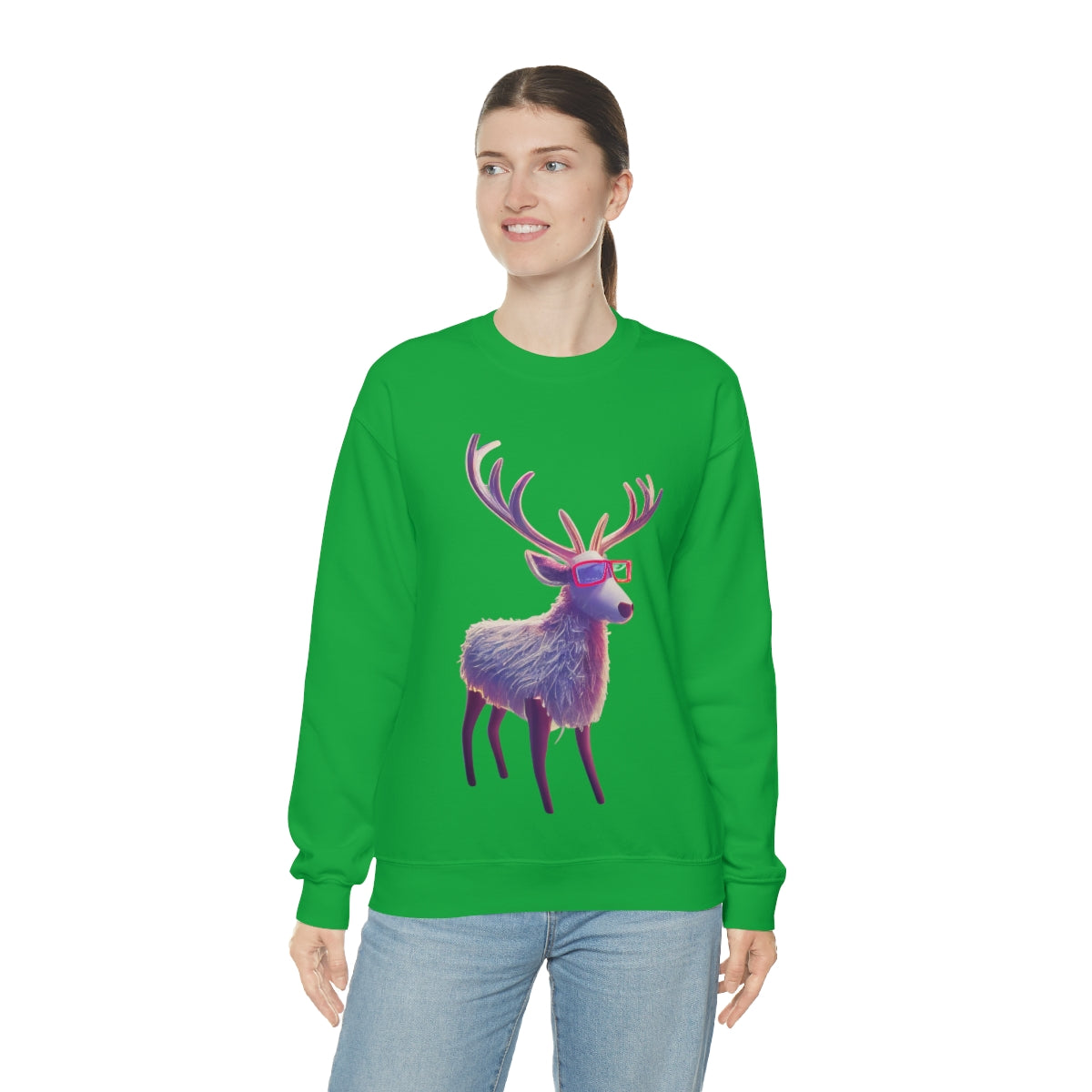 Reindeer In Style. Original Art. Unisex Heavy Blend Crewneck Sweatshirt.