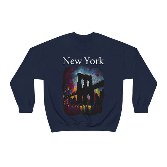 New York City Iconic Brooklyn Bridge Original Art. Unisex Heavy Blend Crewneck Sweatshirt.