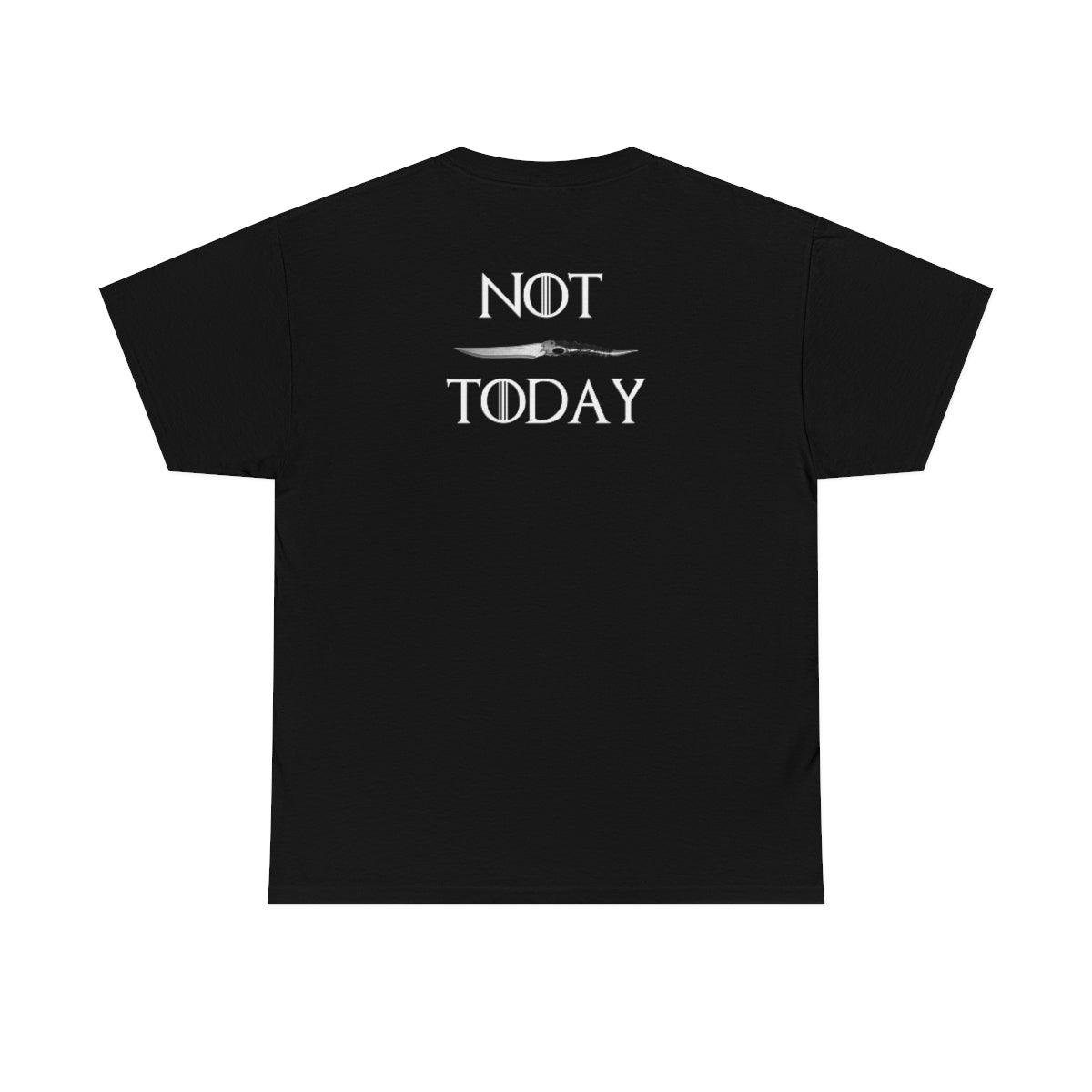 Starry Night Van Gogh and GoT Original Art. Night King Final Battle with Not Today Inscribed In The Back. Unisex Heavy Cotton Tee.