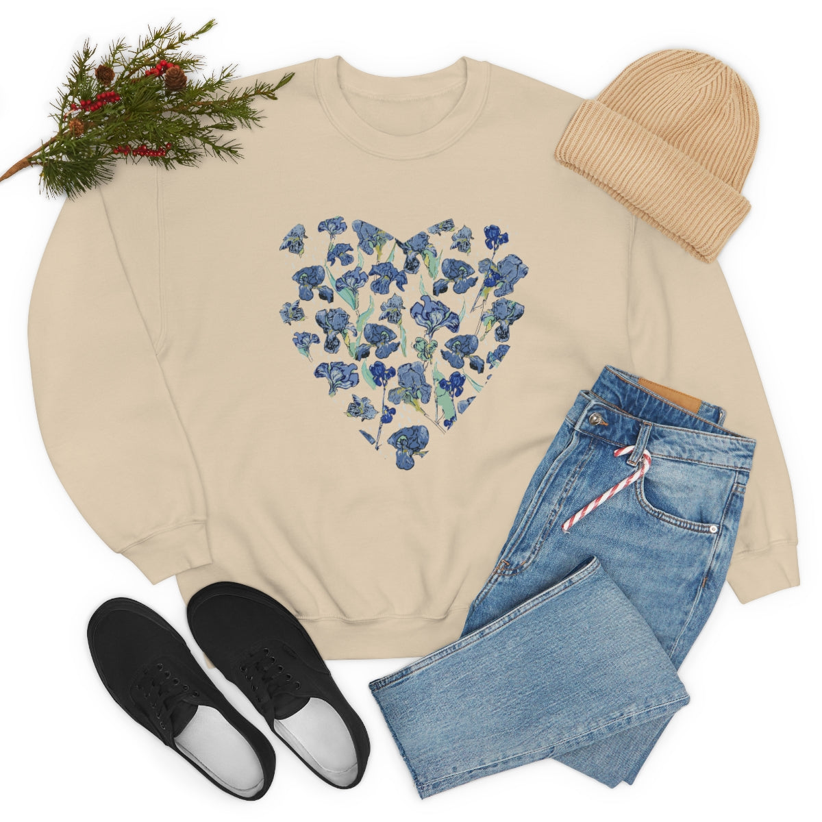 Blue Wildflowers. Unisex Heavy Blend Crewneck Sweatshirt.