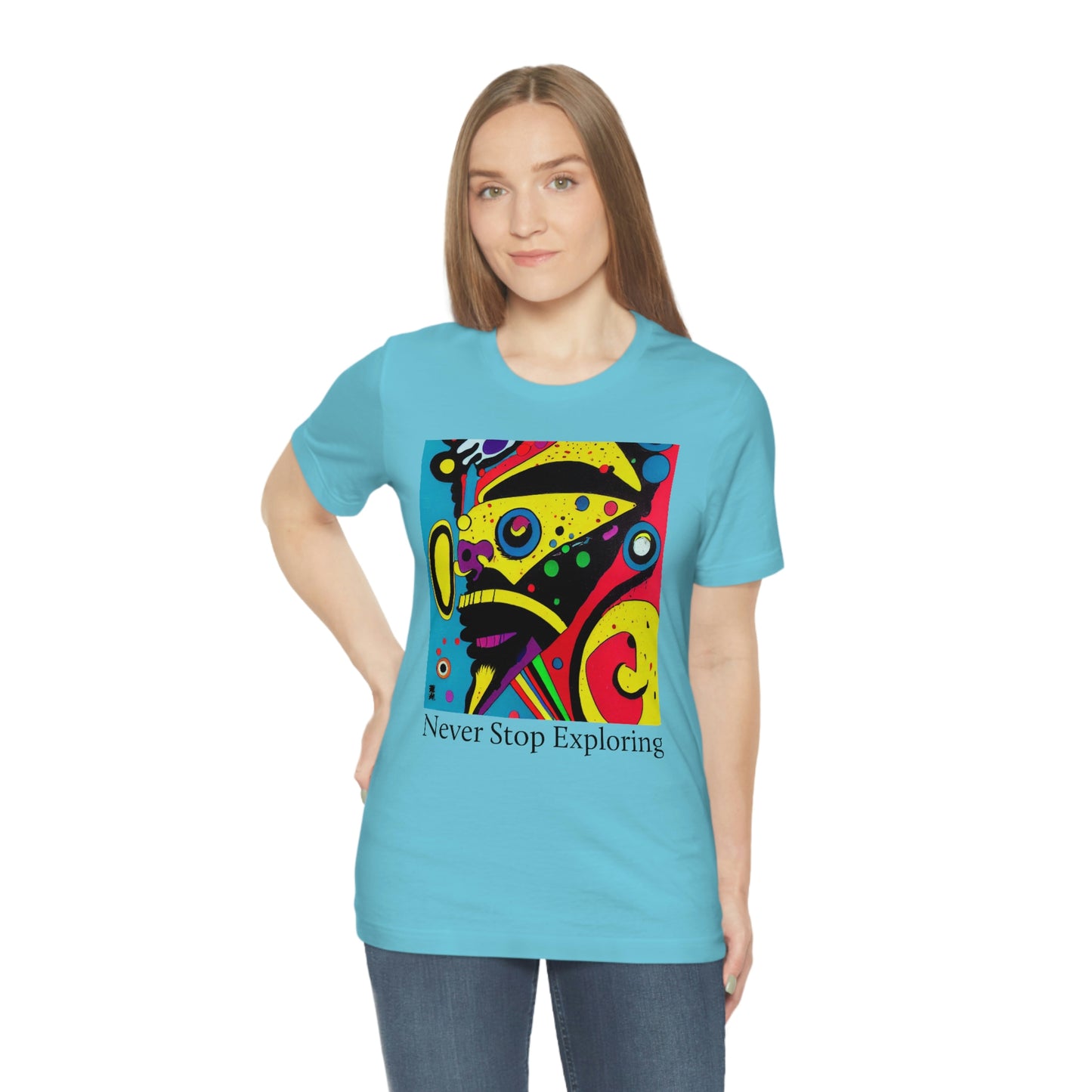 Never Stop Exploring. Original Art. Unisex Jersey Short Sleeve Tee.
