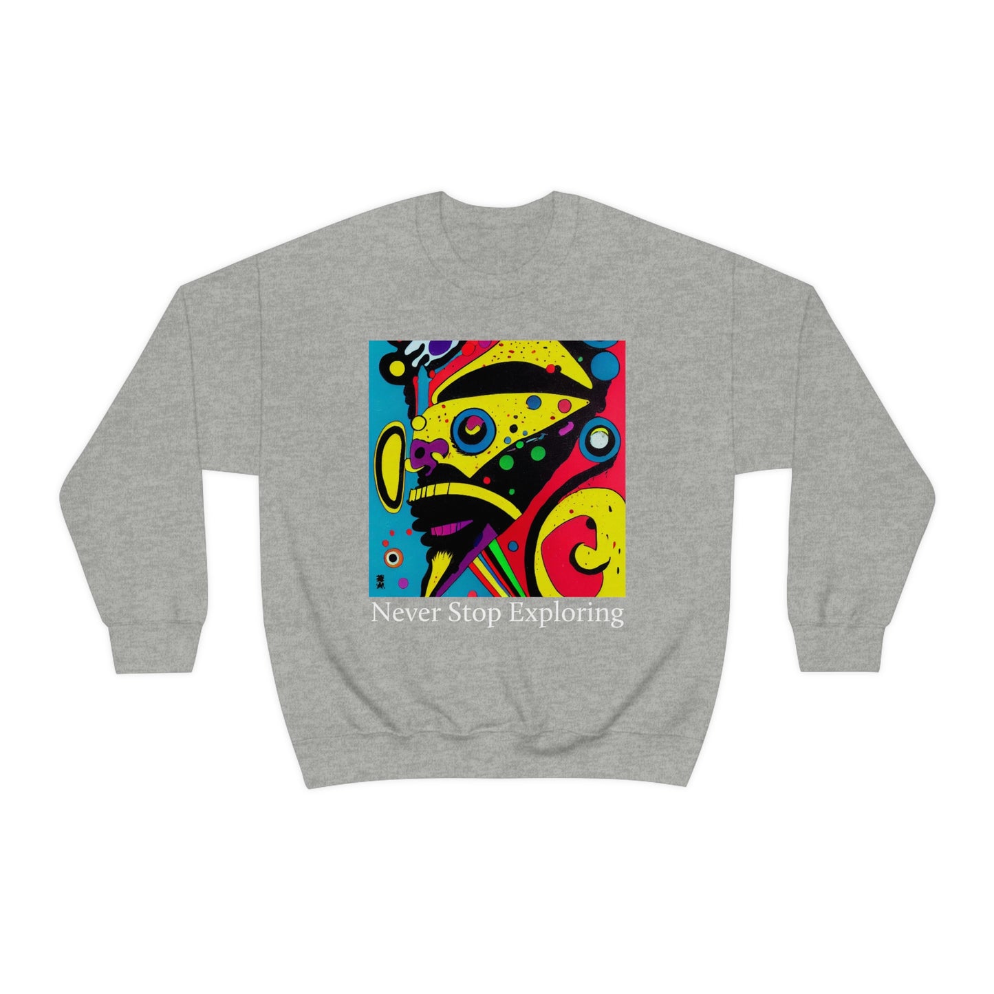 Never Stop Exploring. Original Art. Unisex Heavy Blend Crewneck Sweatshirt.