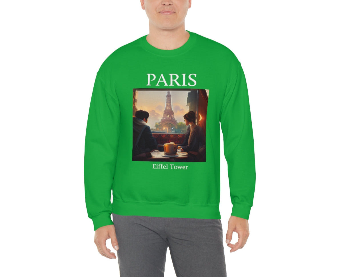 Coffee At Eiffel Tower In Paris - Original Art. Unisex Heavy Blend Crewneck Sweatshirt.