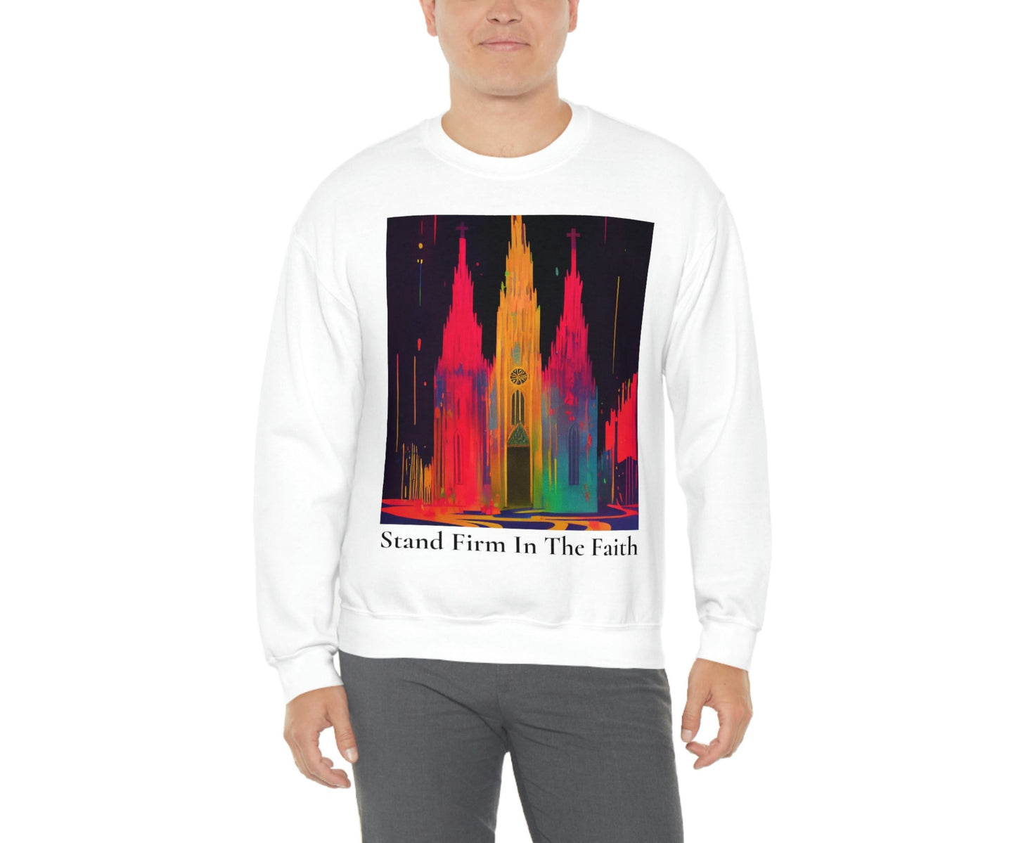 Stand Firm In The Faith. Original Art. Unisex Heavy Blend Crewneck Sweatshirt.