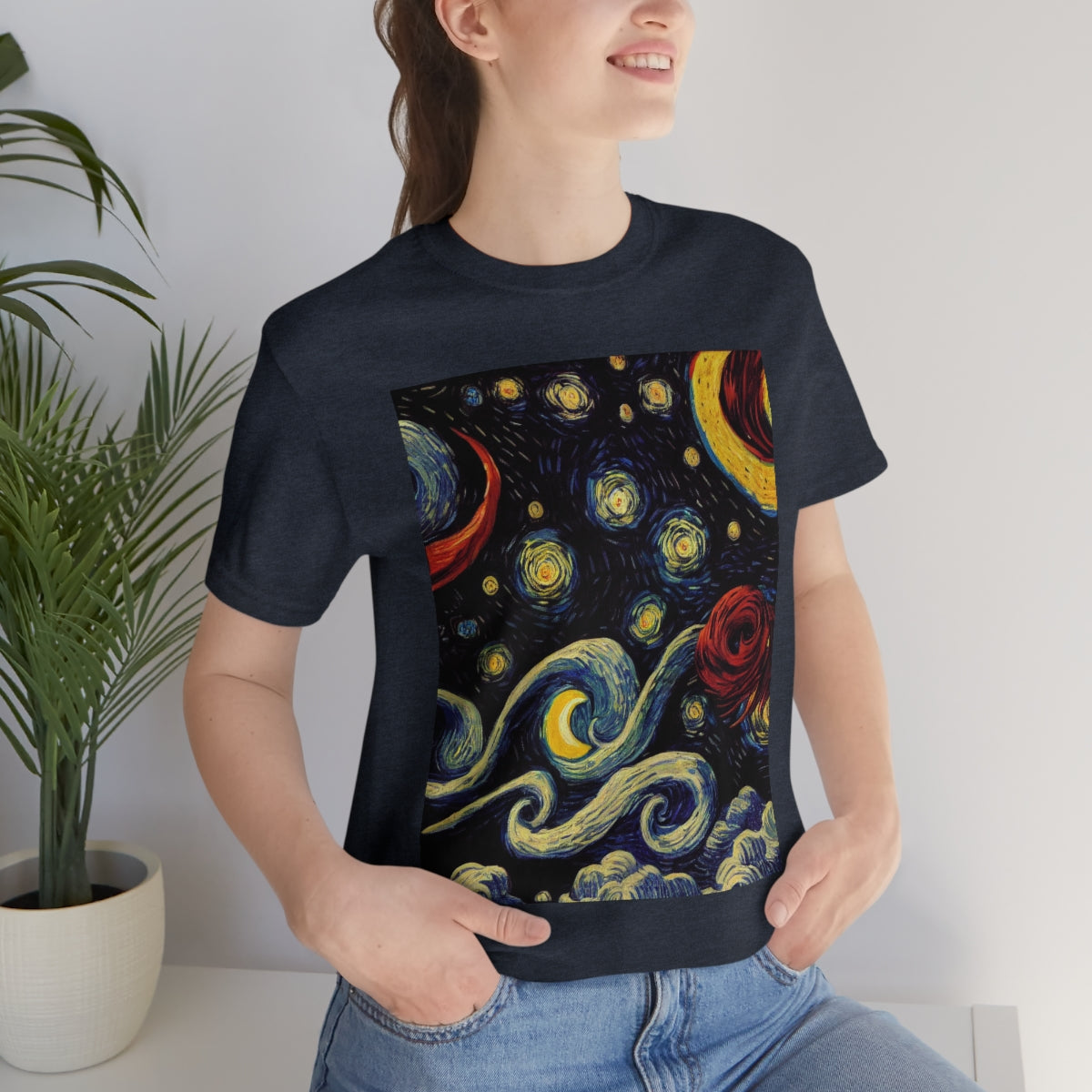 Space Travel Riding On A Beam Of Light. Original Art. Unisex Jersey Short Sleeve Tee.