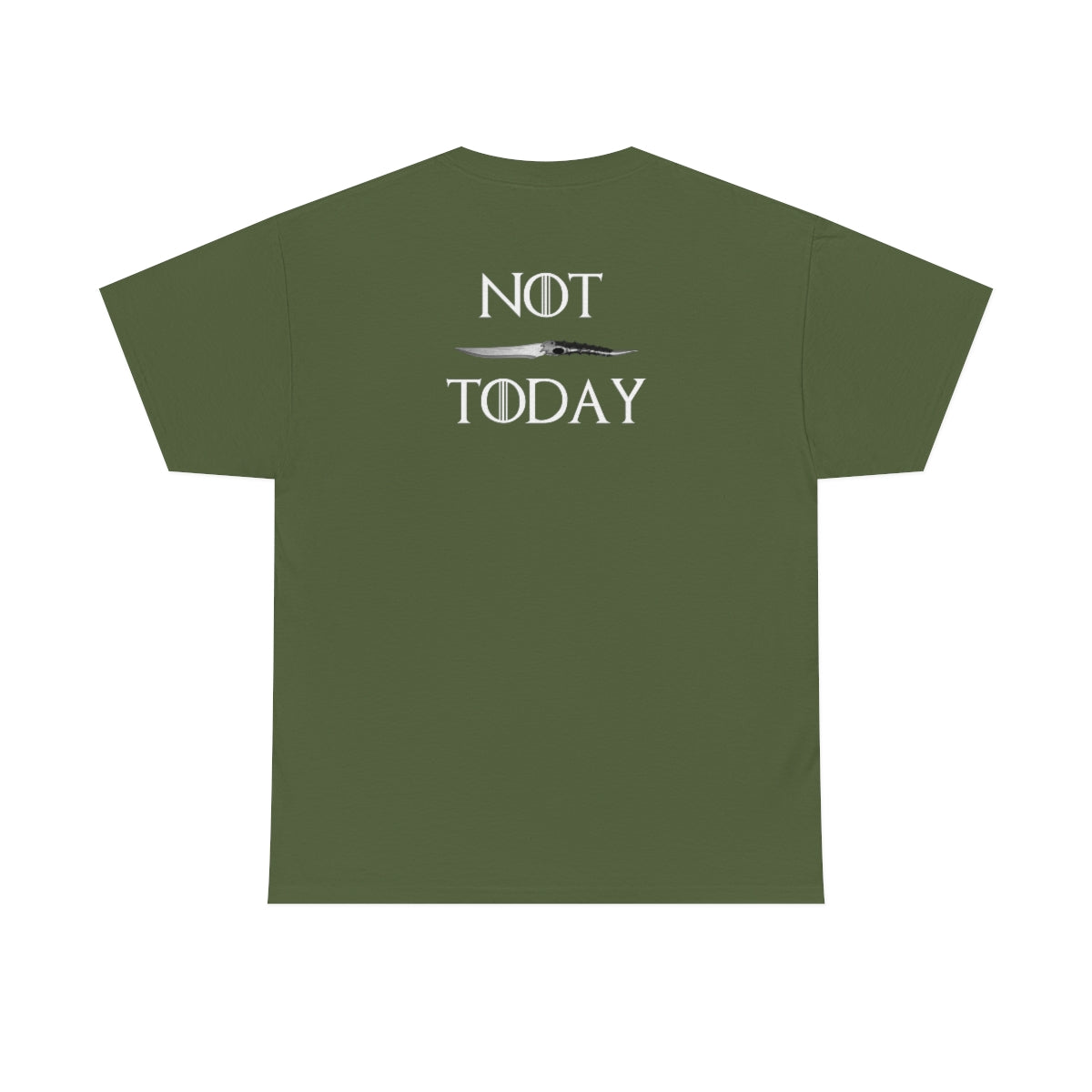 Starry Night Van Gogh and GoT Original Art. Night King Final Battle with Not Today Inscribed In The Back. Unisex Heavy Cotton Tee.
