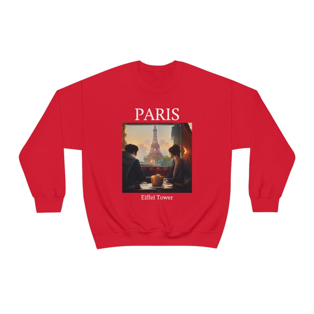 Coffee At Eiffel Tower In Paris - Original Art. Unisex Heavy Blend Crewneck Sweatshirt.