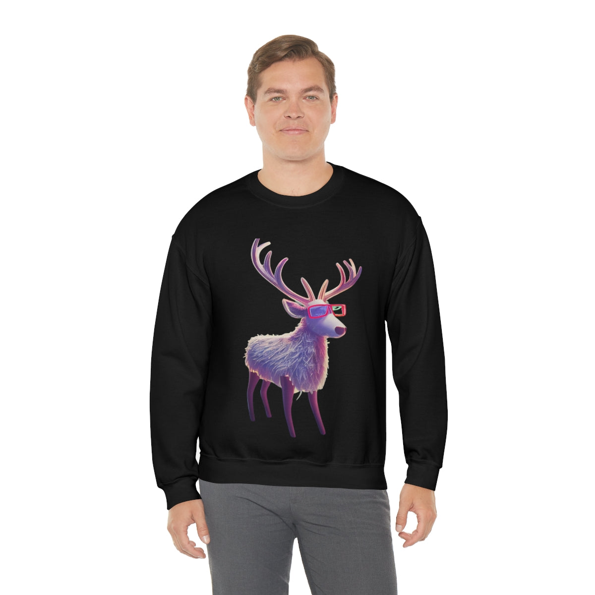 Reindeer In Style. Original Art. Unisex Heavy Blend Crewneck Sweatshirt.