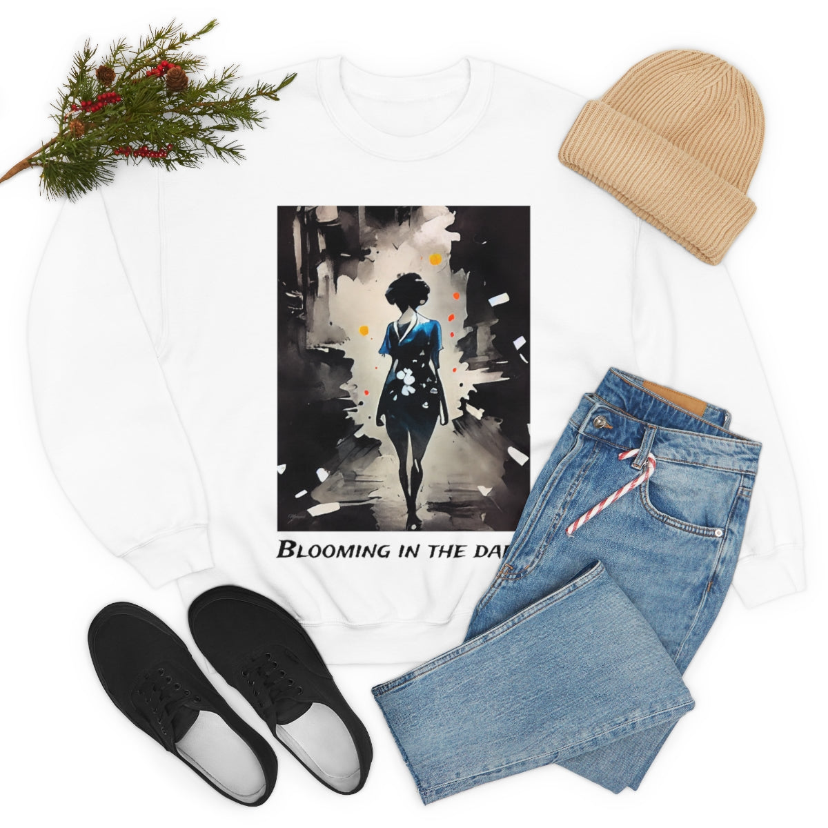 Blooming In The Dark - Original Art. Unisex Heavy Blend Crewneck Sweatshirt.