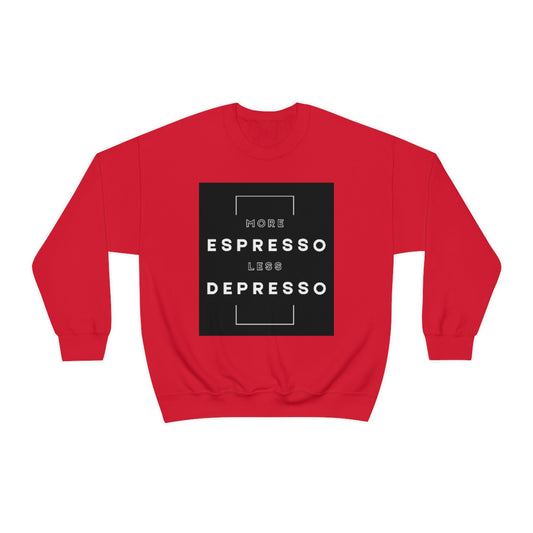 More Espresso Less Depresso. Unisex Heavy Blend Crewneck Sweatshirt.