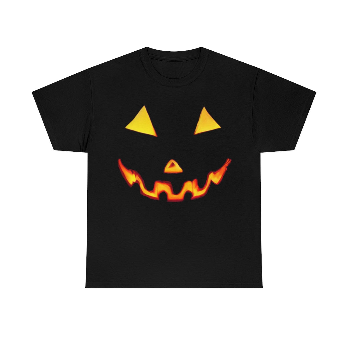Giant Artistic Jack O' Lantern Face. Unisex Heavy Cotton Tee.