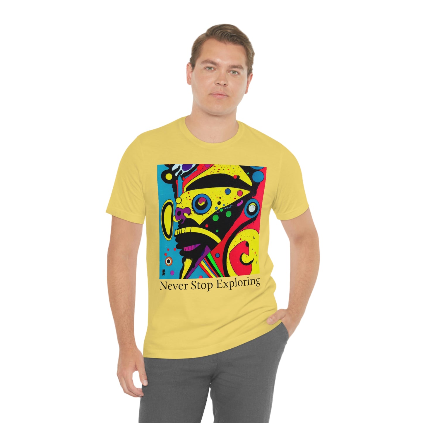 Never Stop Exploring. Original Art. Unisex Jersey Short Sleeve Tee.