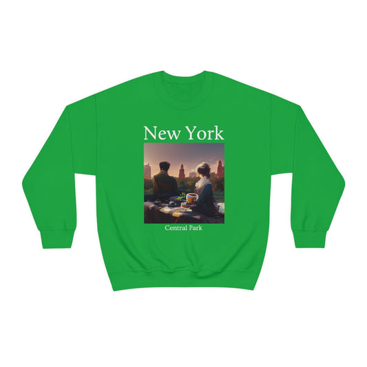 Coffee At Central Park In New York City - Original Art. Unisex Heavy Blend Crewneck Sweatshirt.