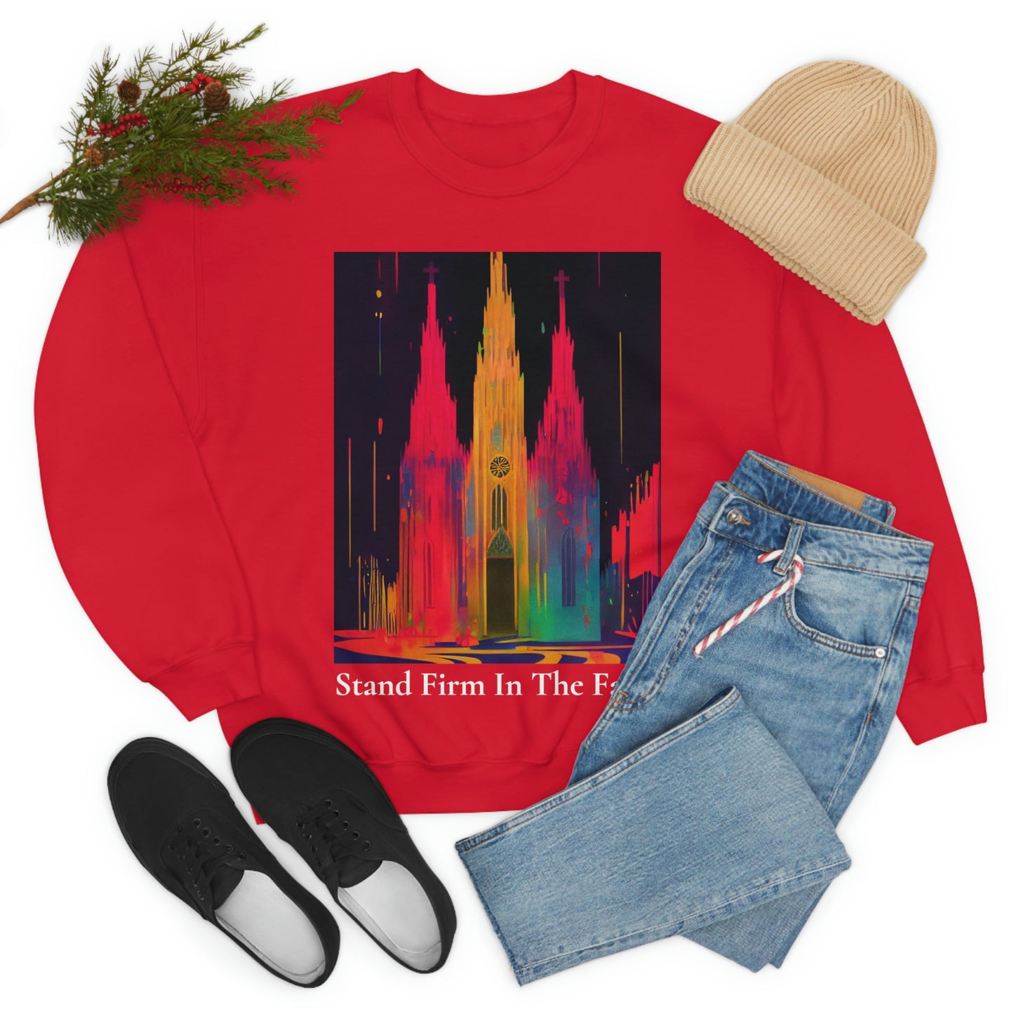 Stand Firm In The Faith. Original Art. Unisex Heavy Blend Crewneck Sweatshirt.