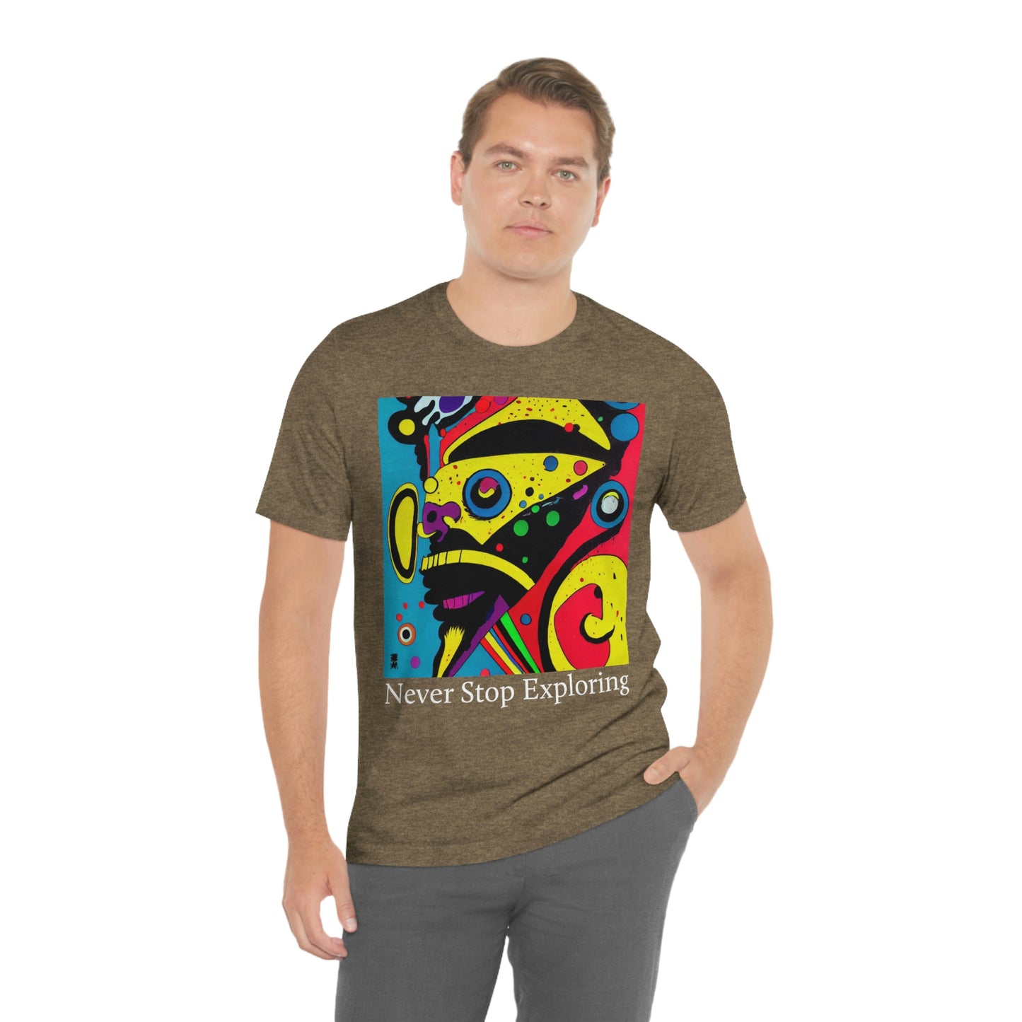 Never Stop Exploring. Original Art. Unisex Jersey Short Sleeve Tee.