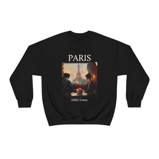 Coffee At Eiffel Tower In Paris - Original Art. Unisex Heavy Blend Crewneck Sweatshirt.