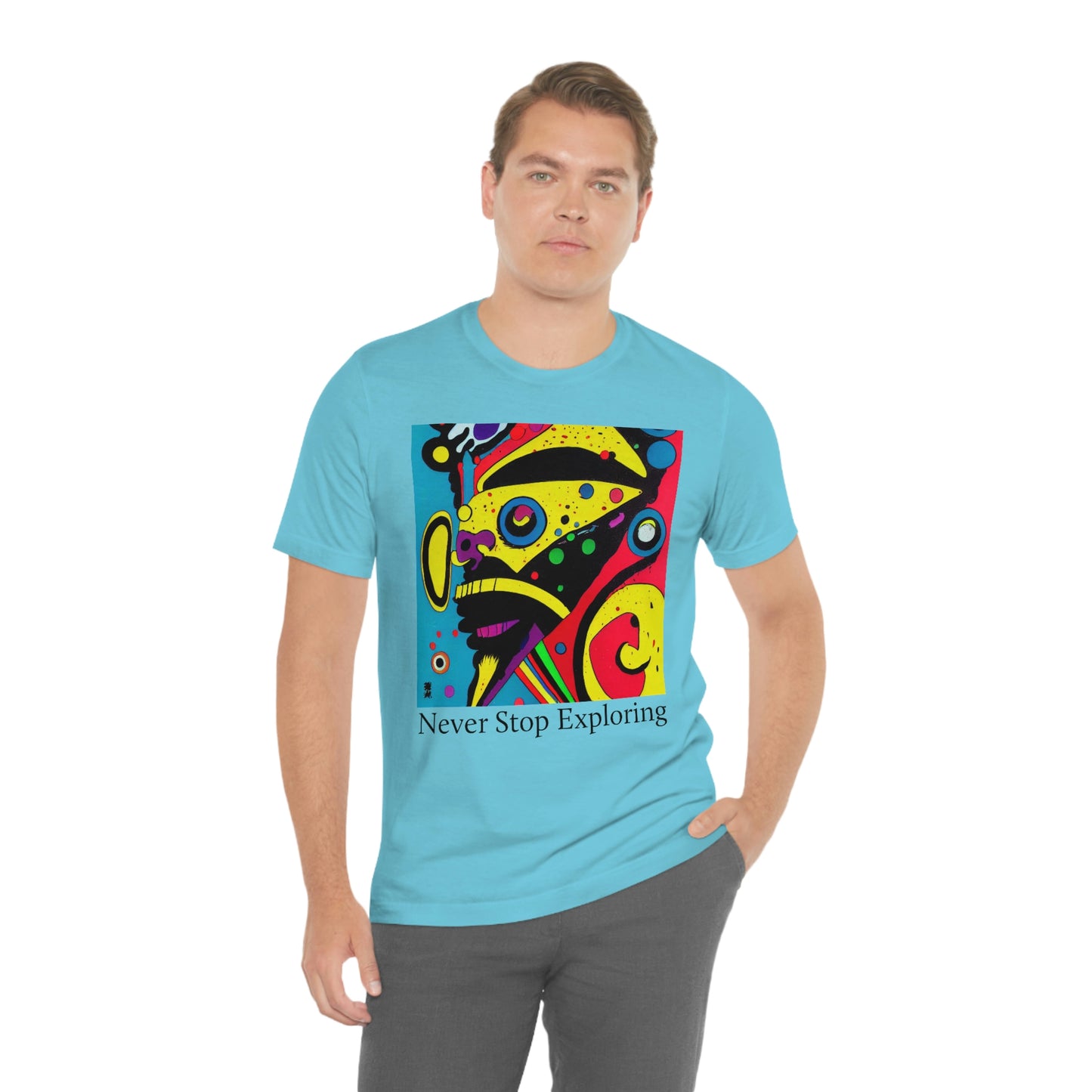 Never Stop Exploring. Original Art. Unisex Jersey Short Sleeve Tee.