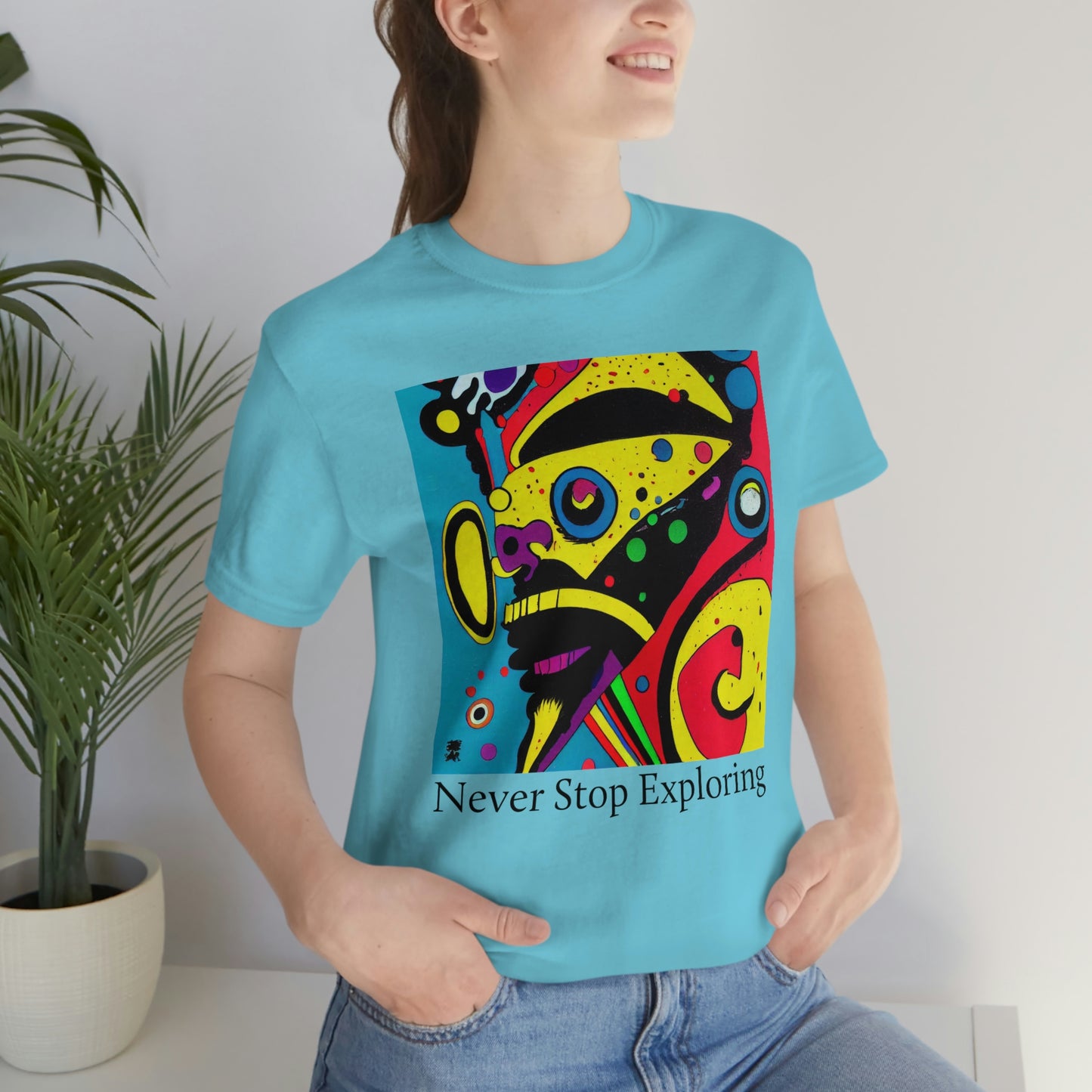 Never Stop Exploring. Original Art. Unisex Jersey Short Sleeve Tee.