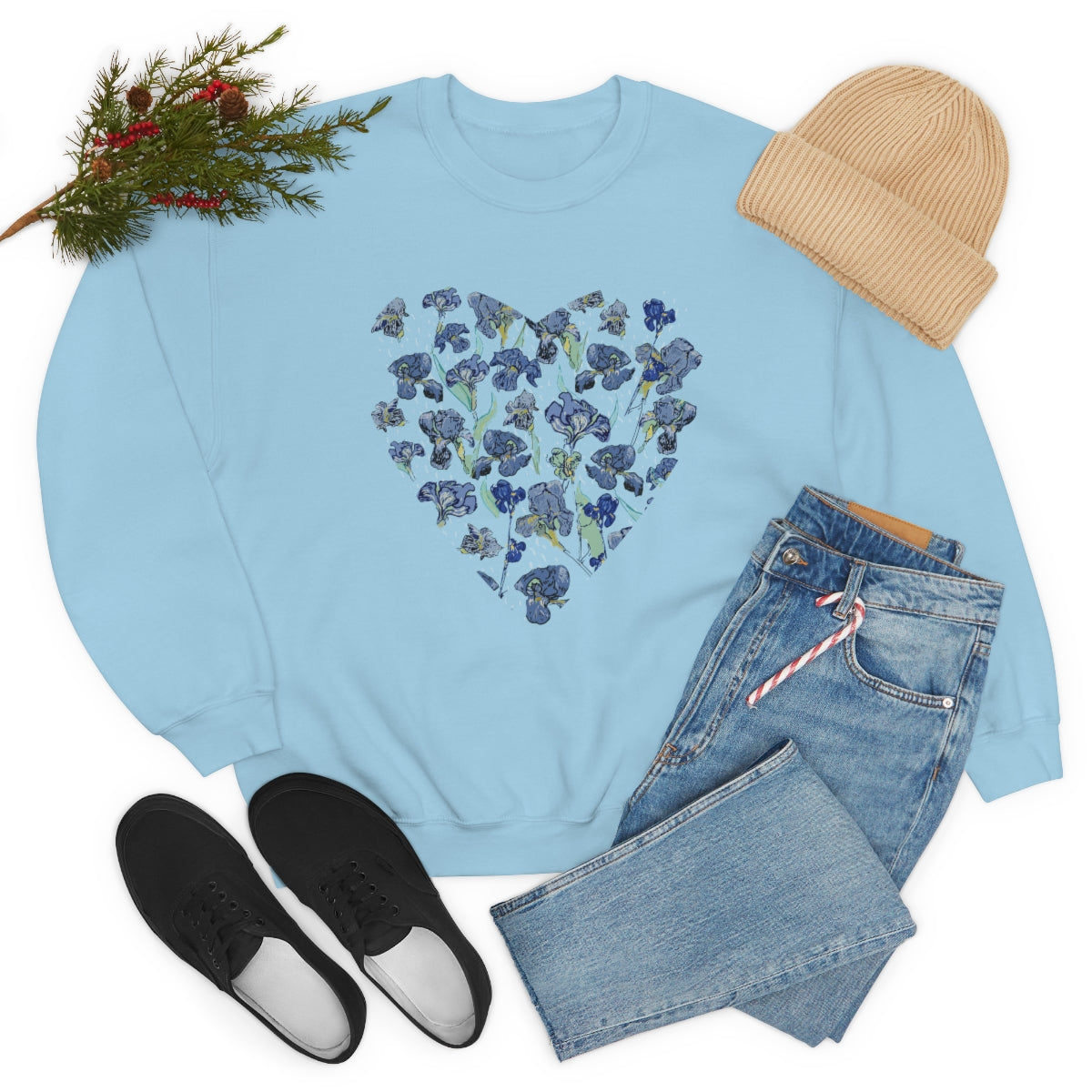 Blue Wildflowers. Unisex Heavy Blend Crewneck Sweatshirt.