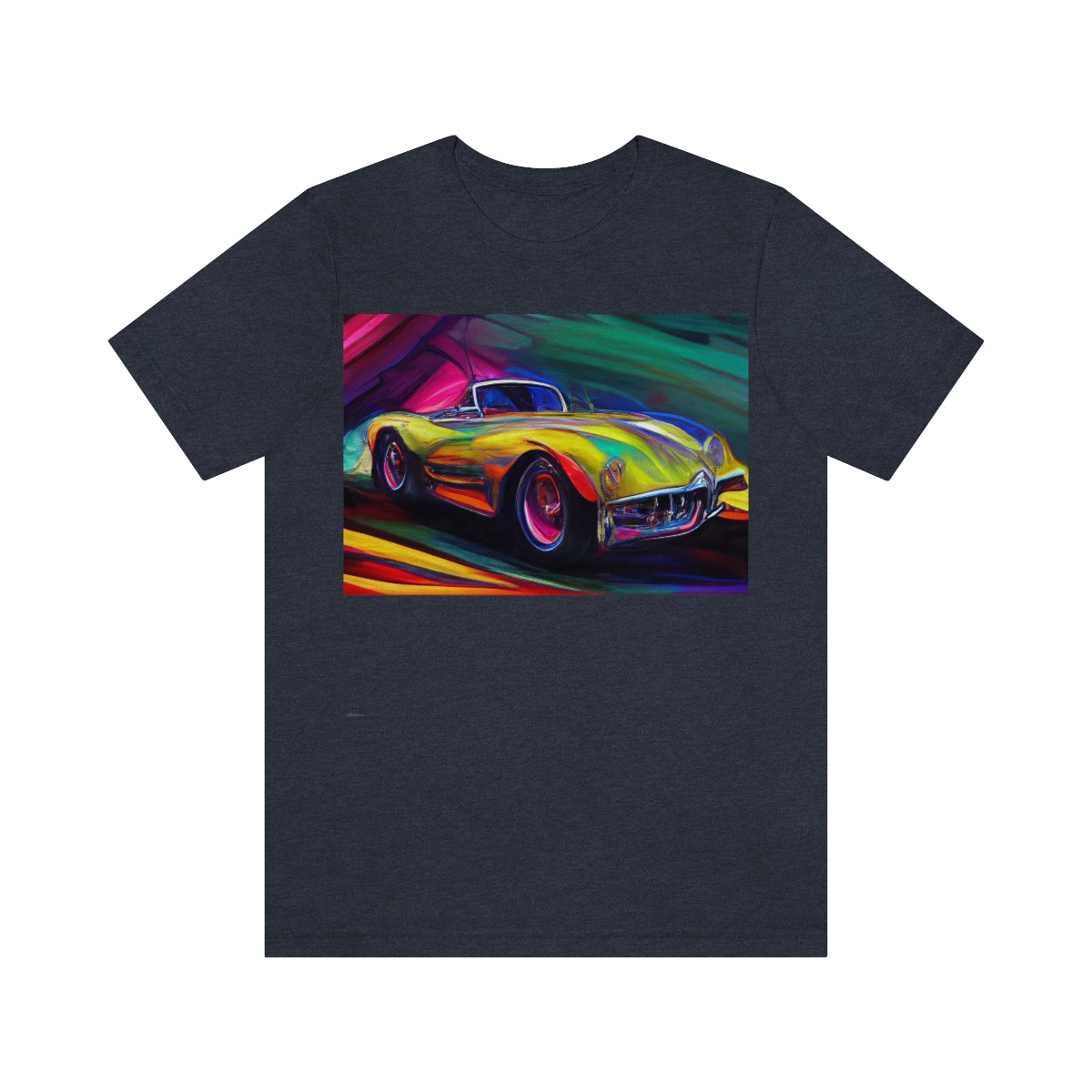 Rushing Vintage Car. Original Art. Unisex Jersey Short Sleeve Tee.