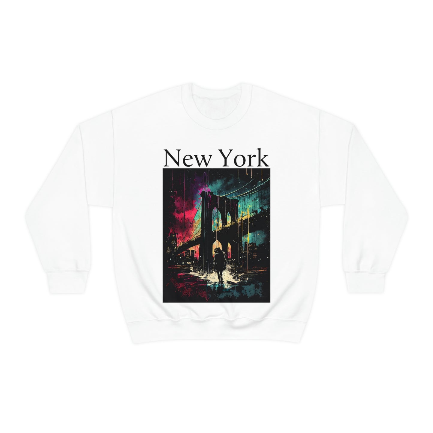 Only New Yorkers Know The Magic Of The Brooklyn Bridge. Original Art. Unisex Heavy Blend Crewneck Sweatshirt.