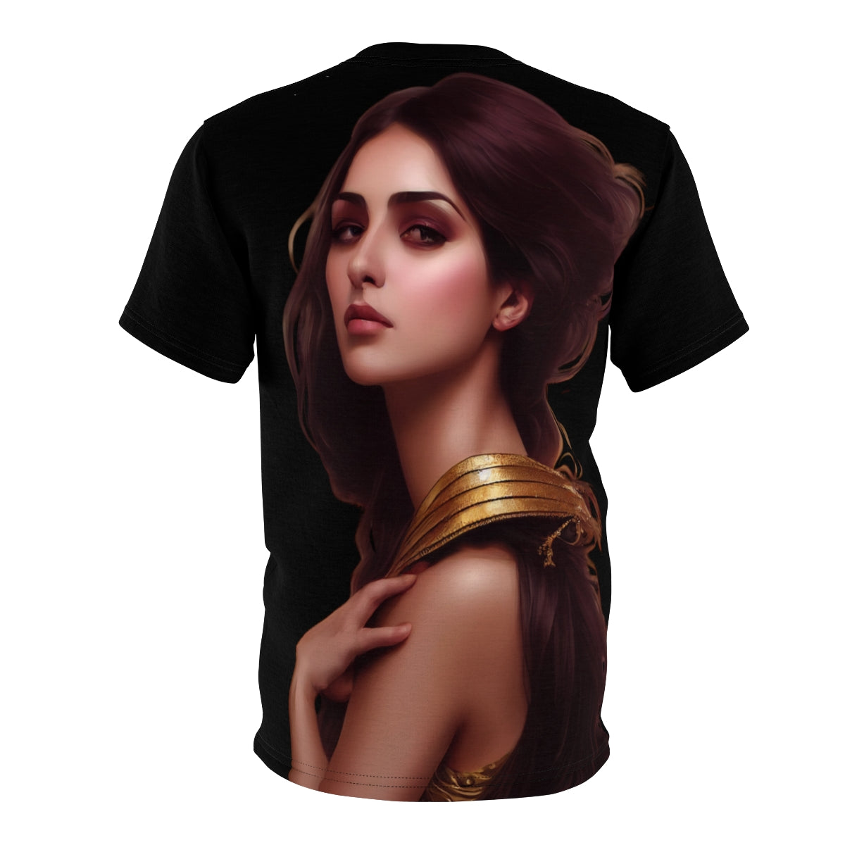 Out Of Your League. A Romantic Arabic Calligraphy With an Original Artwork in The Back. Unisex AOP Cut & Sew Tee.